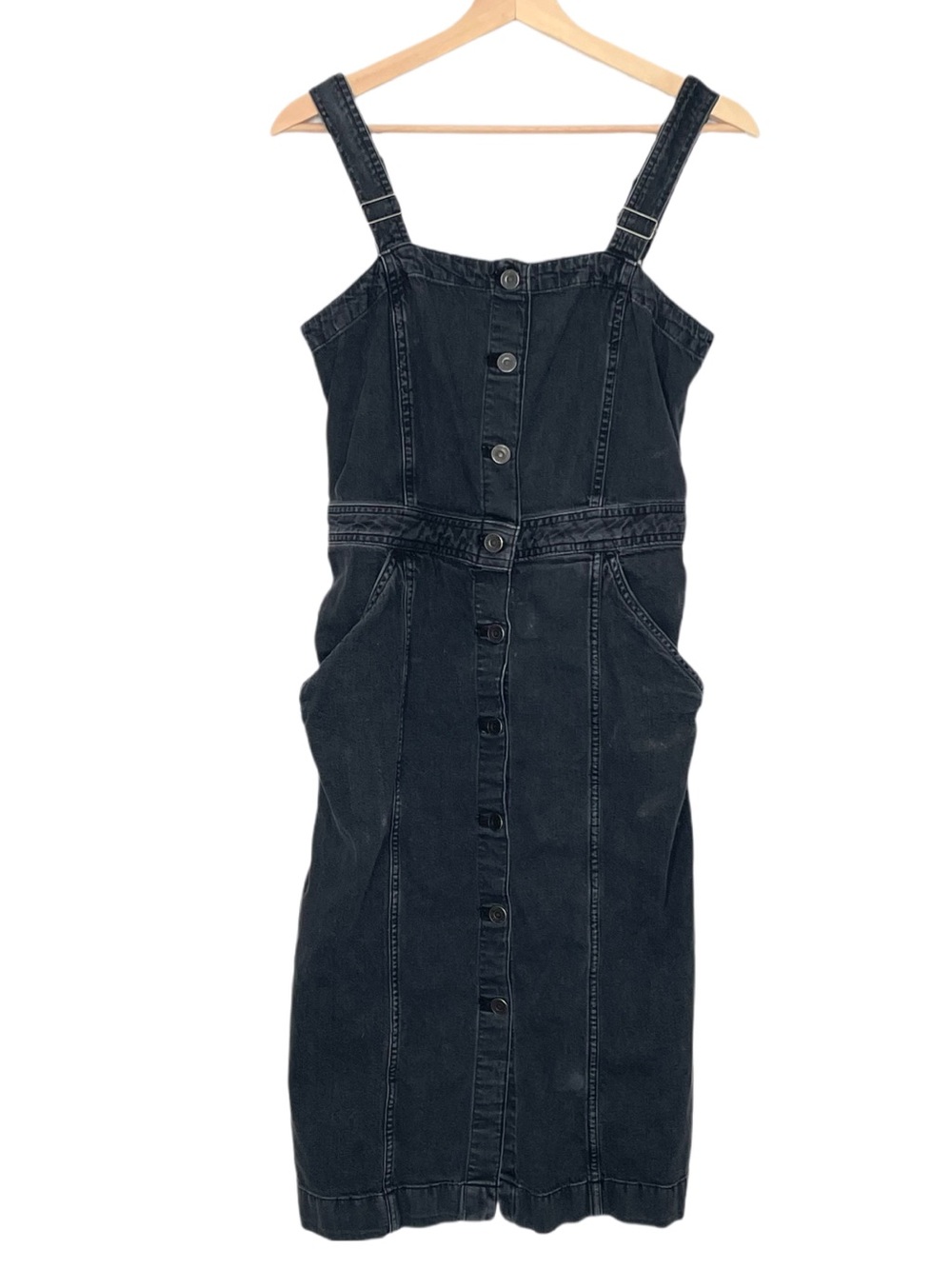 Levi's x ASOS Denim Bustier Dress in Weathered Black Size Small Smocked back